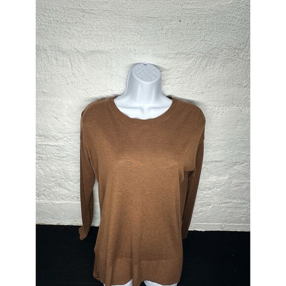 H & M Pullover Tunic Sweater Top Women's SmallBrown Knit Lightweight Long Sleeve - Picture 2 of 5